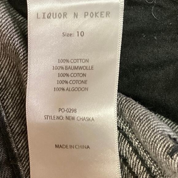 Liquor N Poker Black Raw Hem Mid Rise Distressed Straight Ankle Denim Jeans 10 - Picture 6 of 6